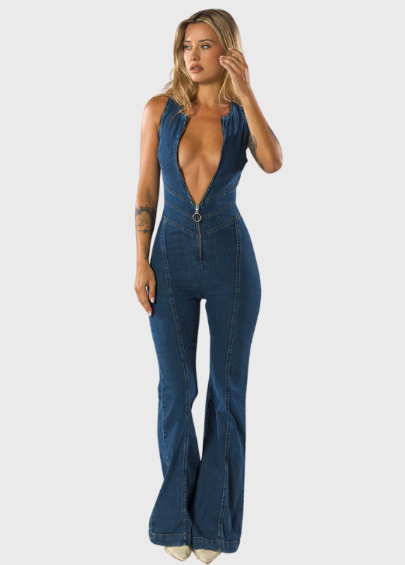 Elissa | Heart-Shaped Back Zipper Jumpsuit