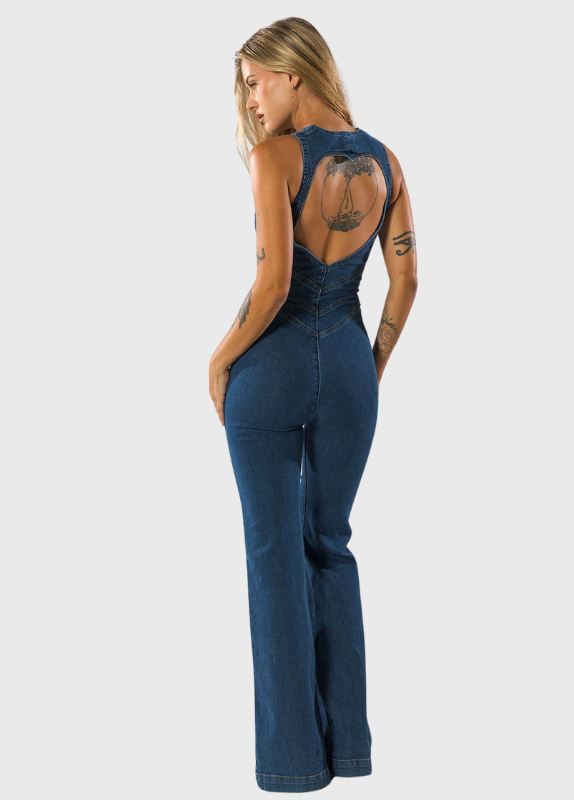 Elissa | Heart-Shaped Back Zipper Jumpsuit