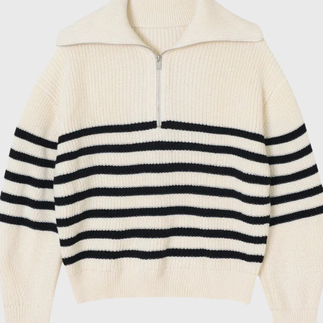 Claire | Striped Half Zip Sweater