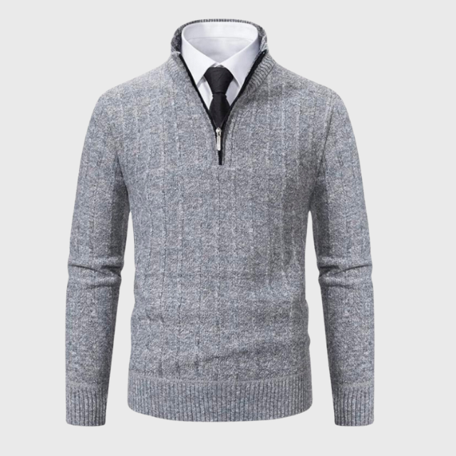 Arthur | Rib Knit Quarter Zip Sweater