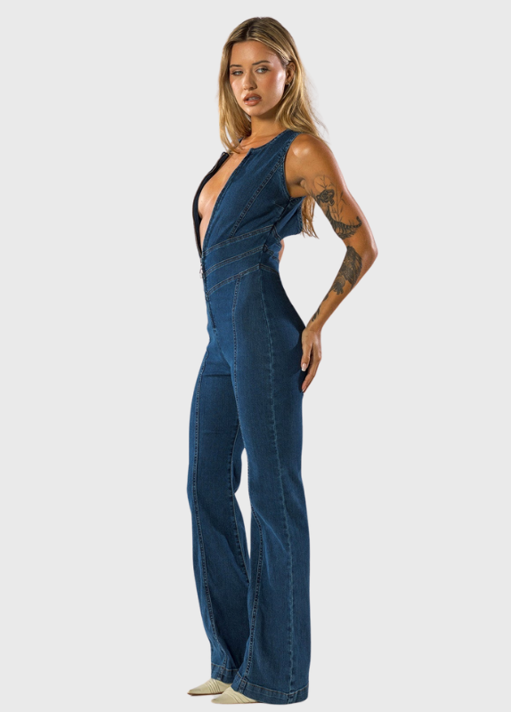 Elissa | Heart-Shaped Back Zipper Jumpsuit